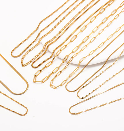 Stainless Steel 18K Gold Plated Chain Necklace – Base for Personalized Jewelry null