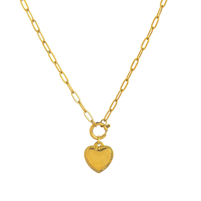 Heart Pendant Necklace – 18K Gold Plated Titanium Steel null
