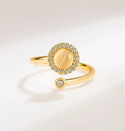 Opal Spinning Ring for Women – Geometric Open Metal Ring null