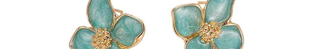 Korean Style Green Flower Fashion Elegant Earrings null