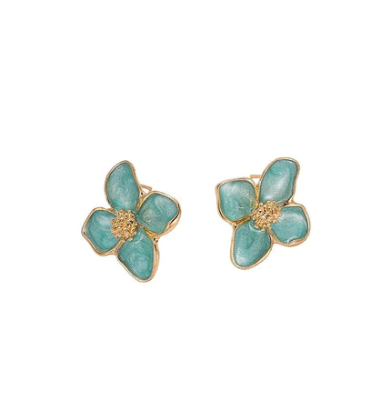 Korean Style Green Flower Fashion Elegant Earrings null