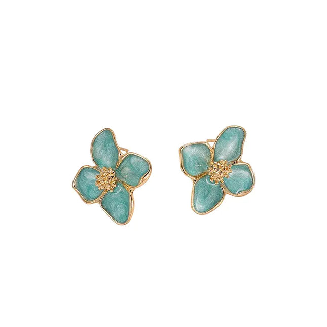 Korean Style Green Flower Fashion Elegant Earrings null