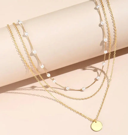 Layered Clavicle Necklace in Gold Finish null