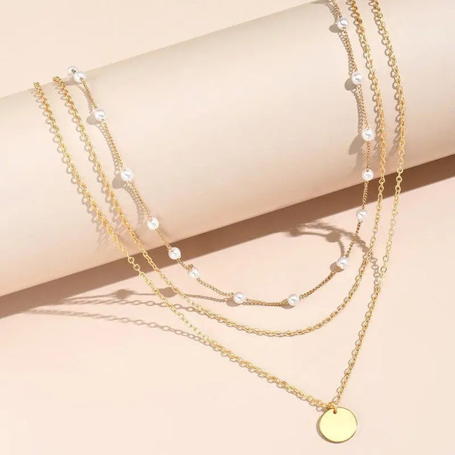 Layered Clavicle Necklace in Gold Finish null