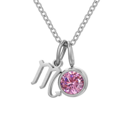 Constellation Zircon Birthstone Necklace – Stainless Steel null