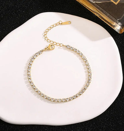 Multi-Row Micro Pave Zircon Bracelet – Gold Plated null