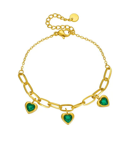 Vintage Gold Plated Heart Charm Chain Bracelet null