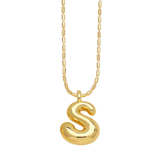 Gold Initial Letter Necklace – 26 Alphabet Pendant null