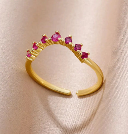 Mild Luxury Retro 18K Gold Plated Emerald Love Ring null