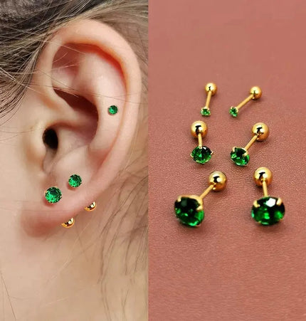 Titanium Steel Grab Zircon Thread Earrings null