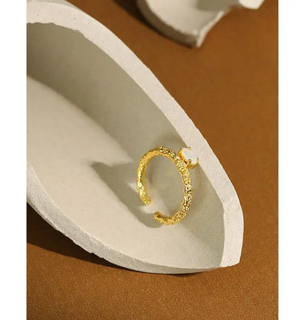 925 Sterling Silver Textured Adjustable Ring null