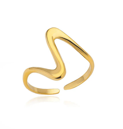 Stainless Steel Pearl Open Ring | Waterproof Hollow Geometry Ring Wholesale null