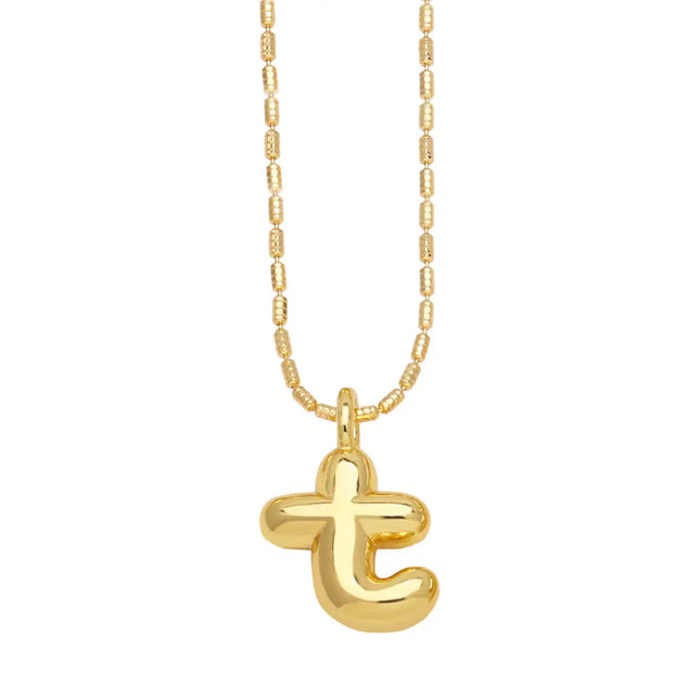 Gold Initial Letter Necklace – 26 Alphabet Pendant null