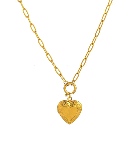 Heart Pendant Necklace – 18K Gold Plated Titanium Steel null