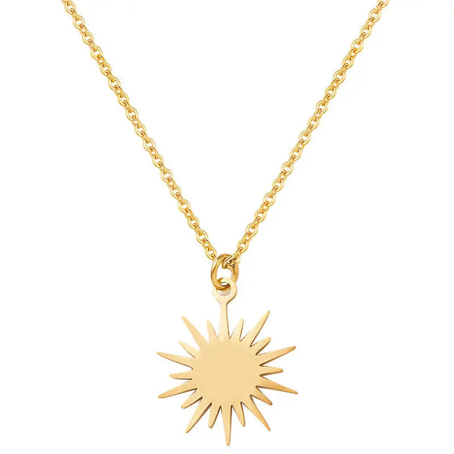 Six-pointed Star Sun Clavicle Chain Stainless Steel Pendant null