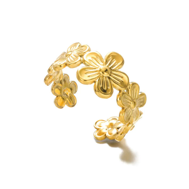 Stainless Steel Geometric Hollow Adjustable Ring null