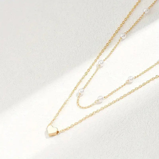 Layered Clavicle Necklace in Gold Finish null